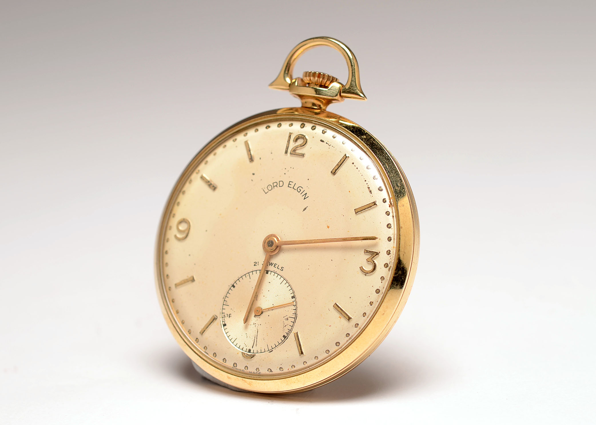 Circa 1952 Lord Elgin Pocket Watch with 14K Gold Case