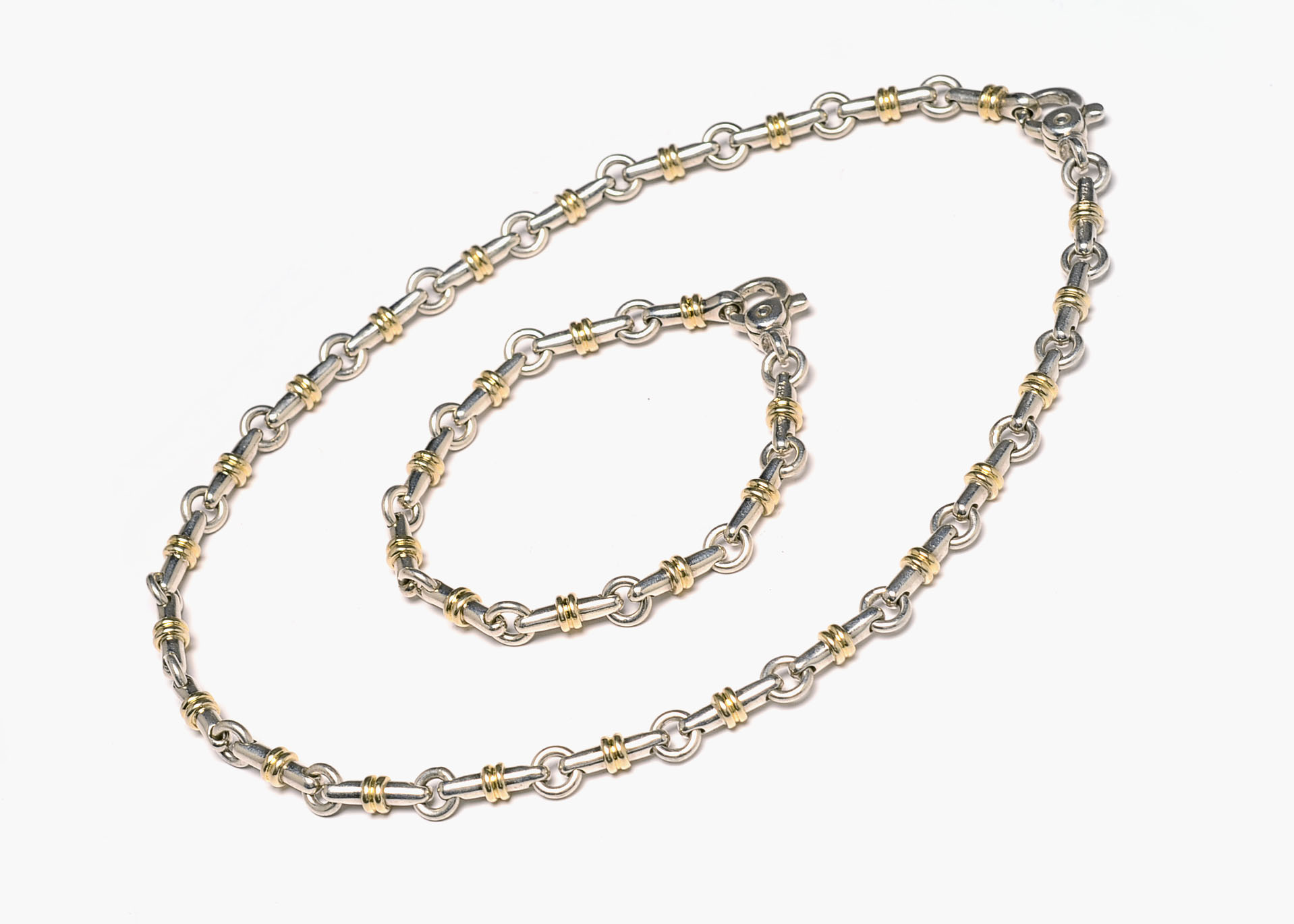 Tiffany Sterling Silver 18K Gold Bar Link Set EBTH