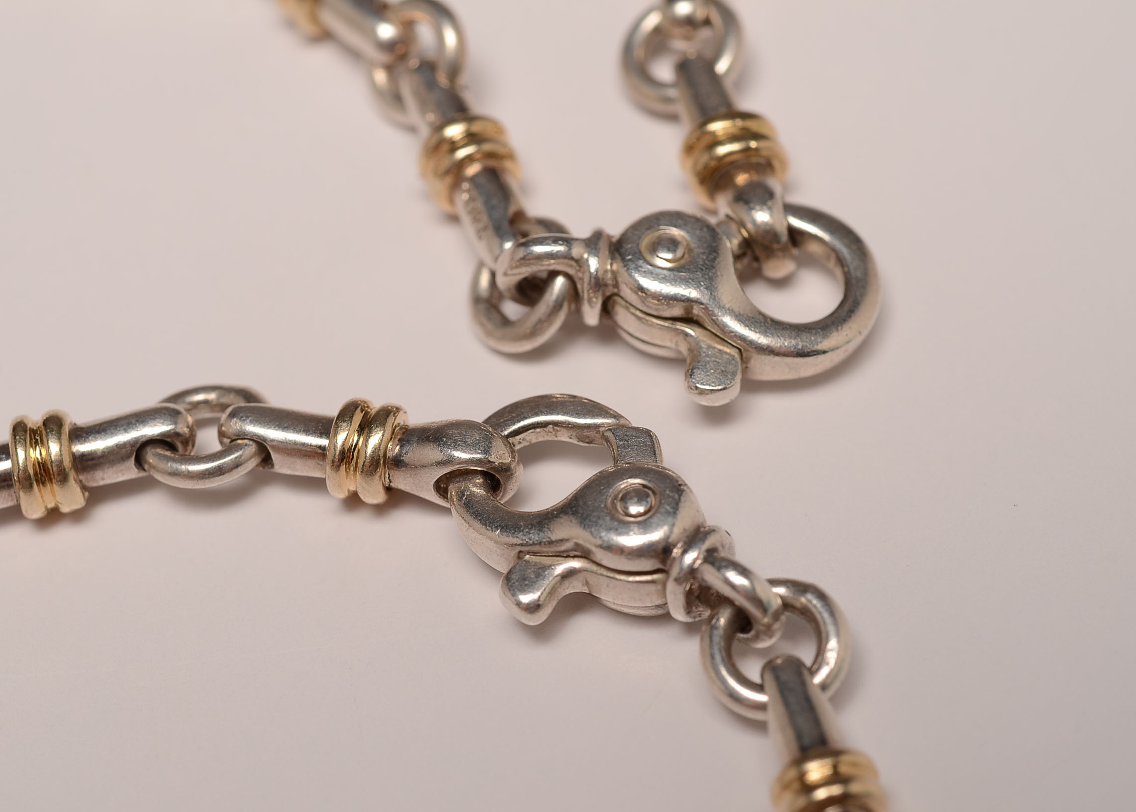 Tiffany & Co. Sterling Silver 18K Gold Bar Link Set