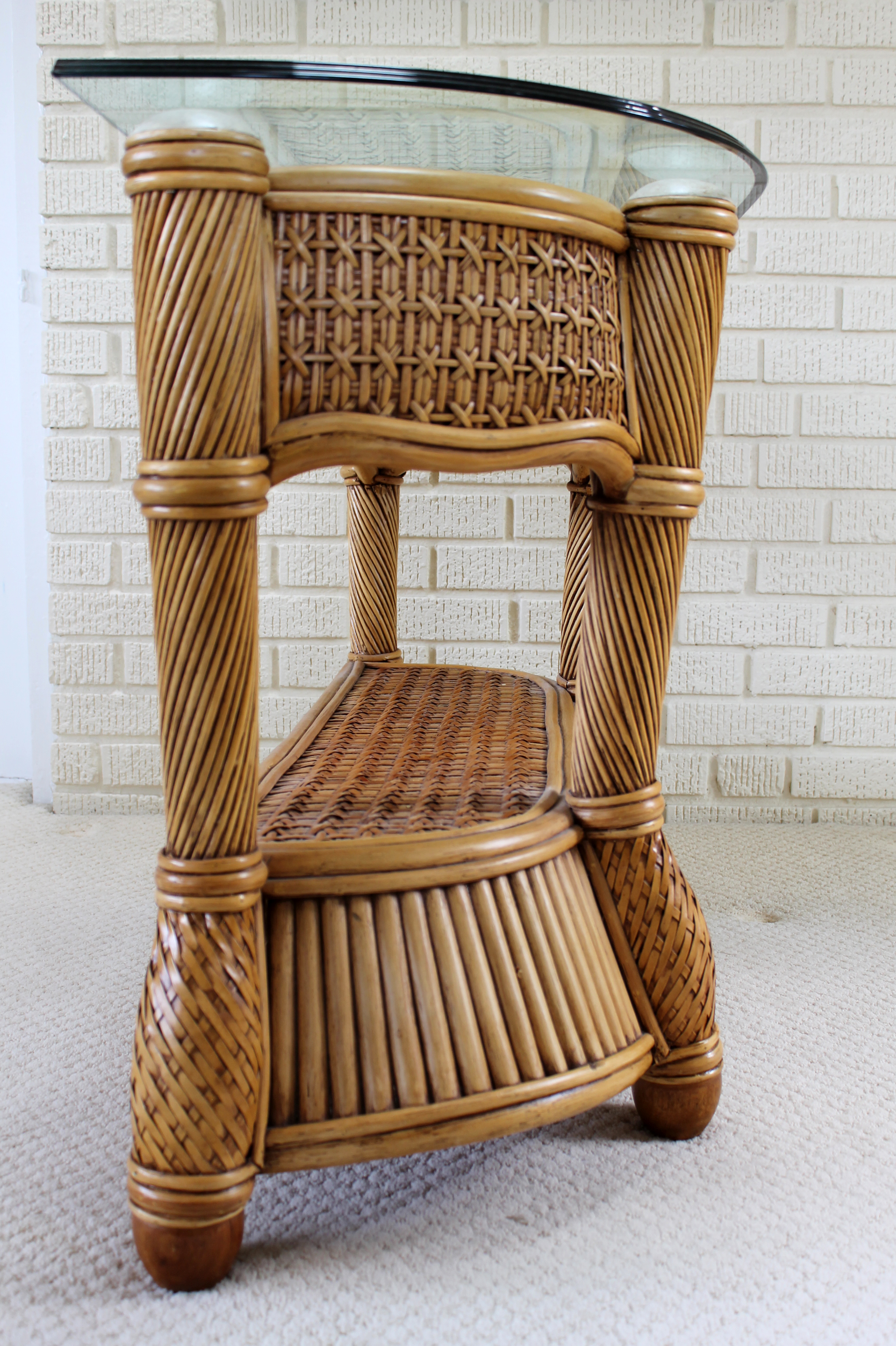 Wicker and Rattan Patio Console Sofa Table by Capri Furniture