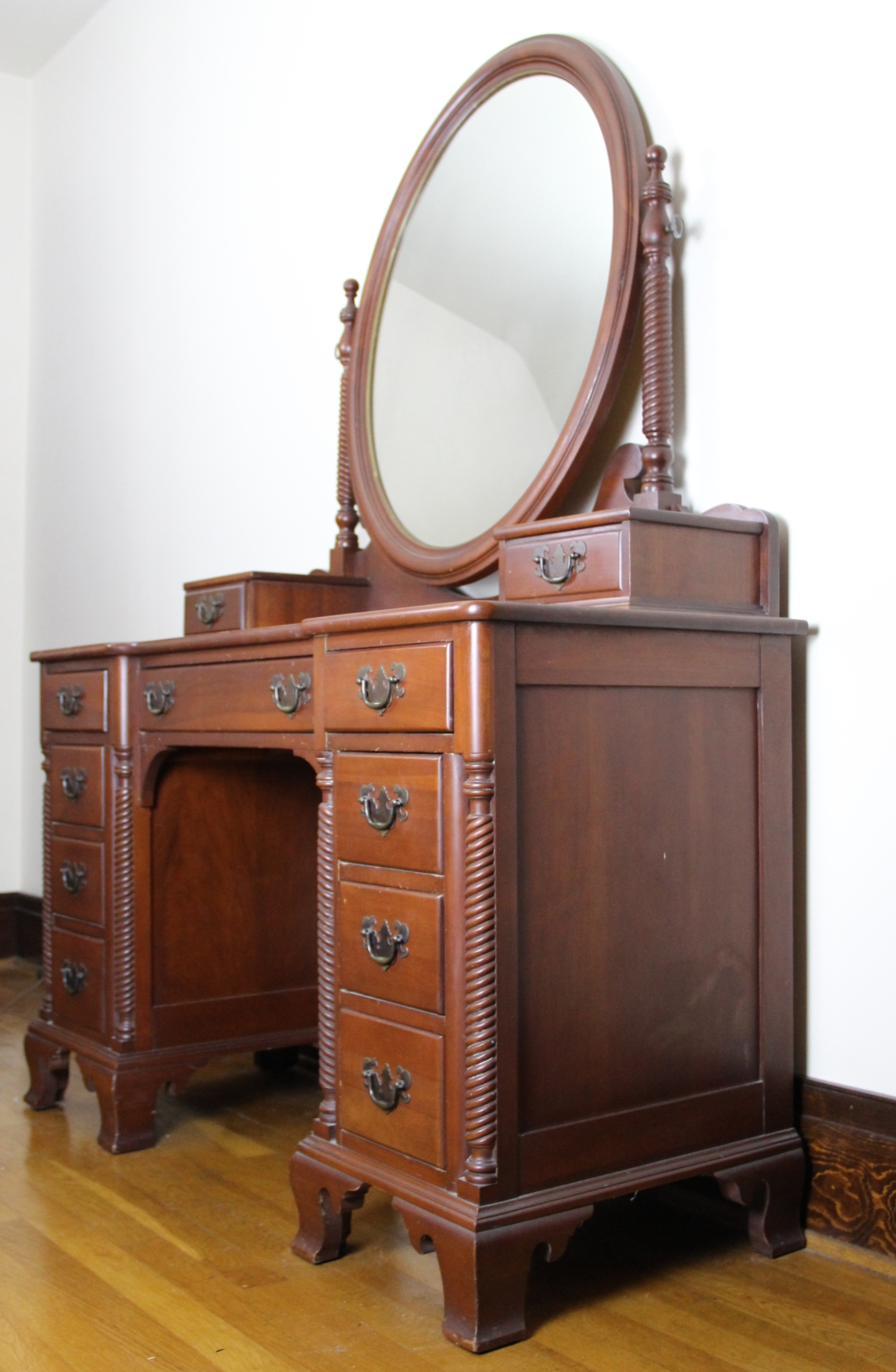 Antique Cherry Vanity and Stool