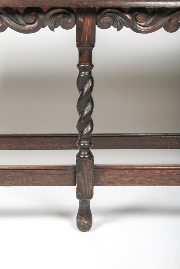 Antique Jacobean Style Sofa Table with Barley Twist Legs