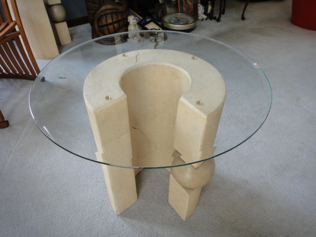 Contemporary Glass Top & Composition End Table