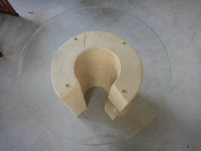 Contemporary Glass Top & Composition End Table