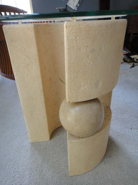 Contemporary Glass Top & Composition End Table