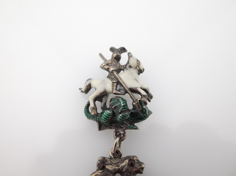 Antique Silver Enamel St. George Pendant 