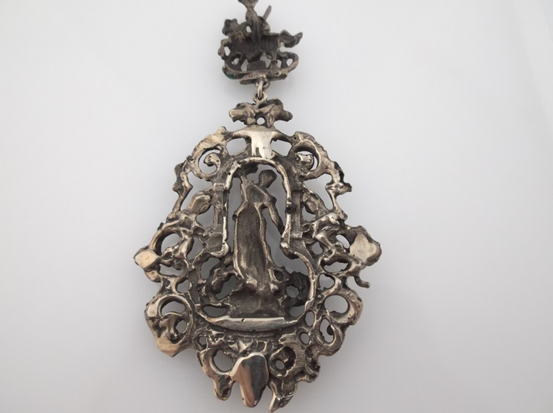 Antique Silver Enamel St. George Pendant 