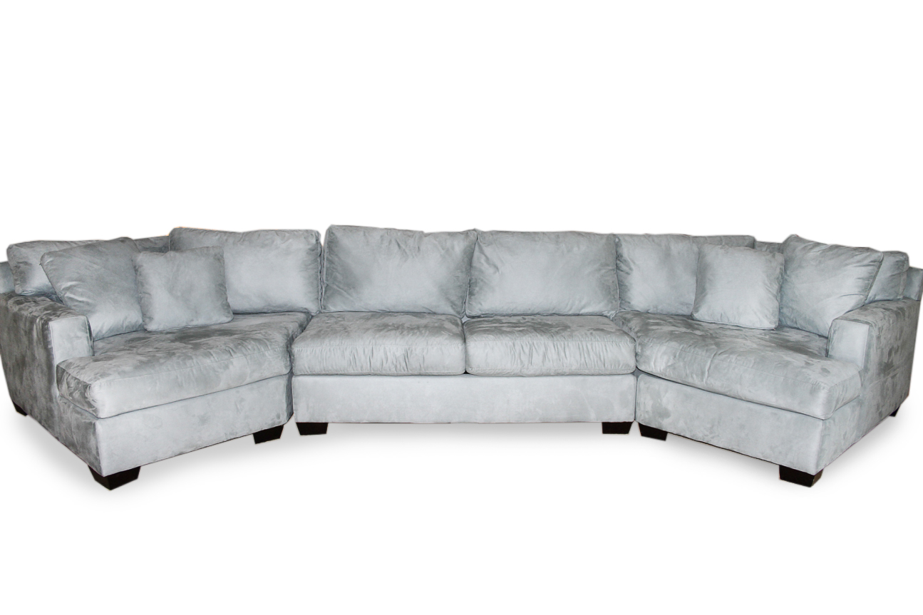 Large Max Home Cuddler Blue-Grey Sectional Sofa