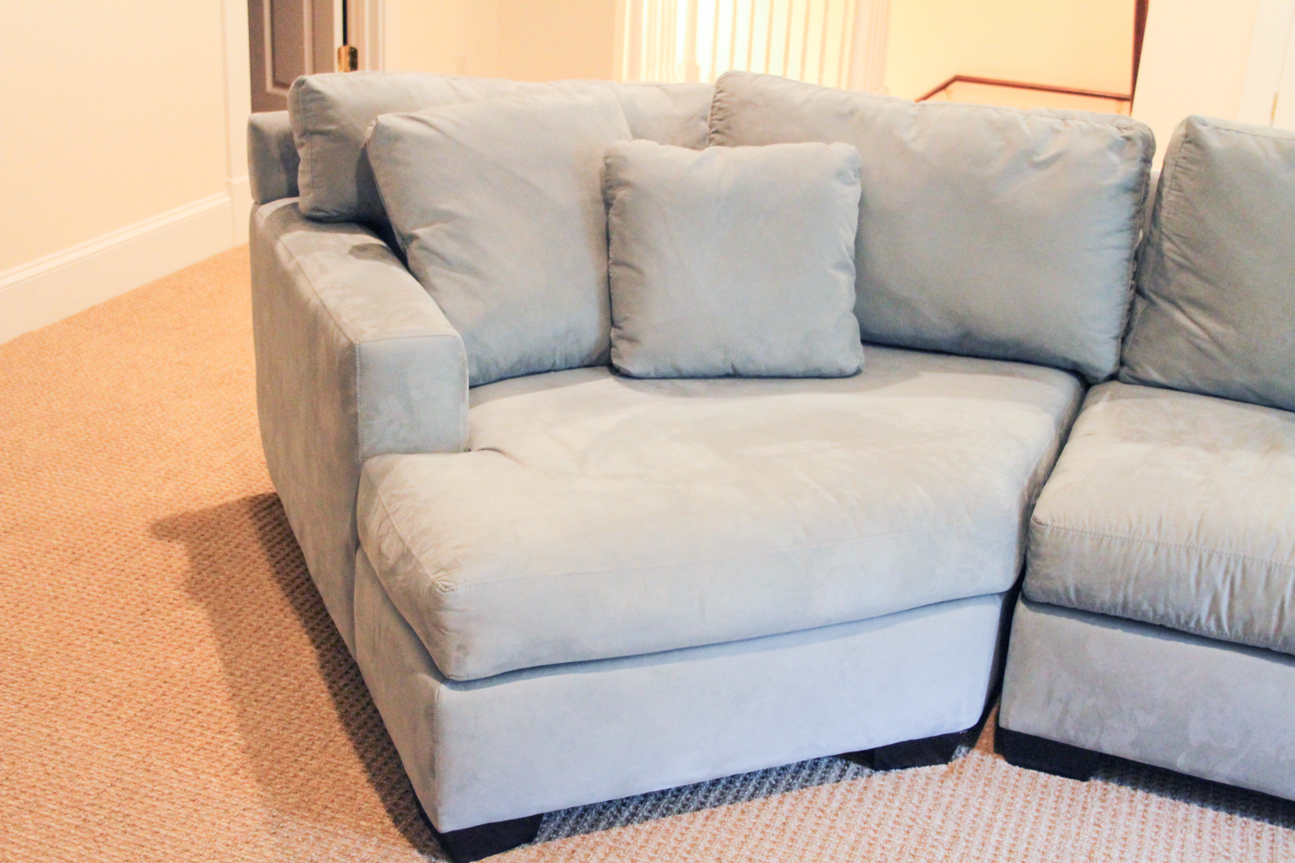 Large Max Home Cuddler Blue-Grey Sectional Sofa