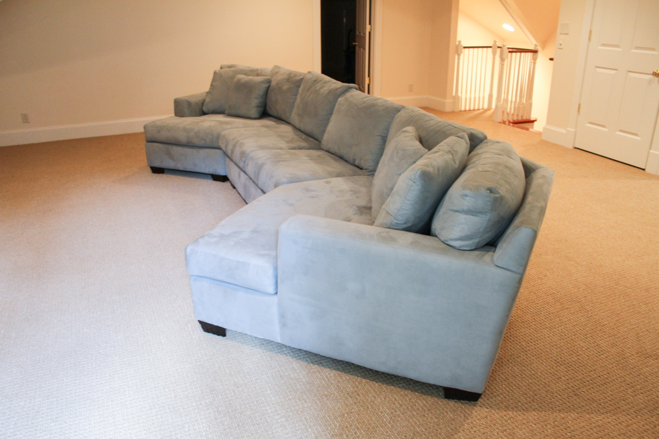 Large Max Home Cuddler Blue-Grey Sectional Sofa