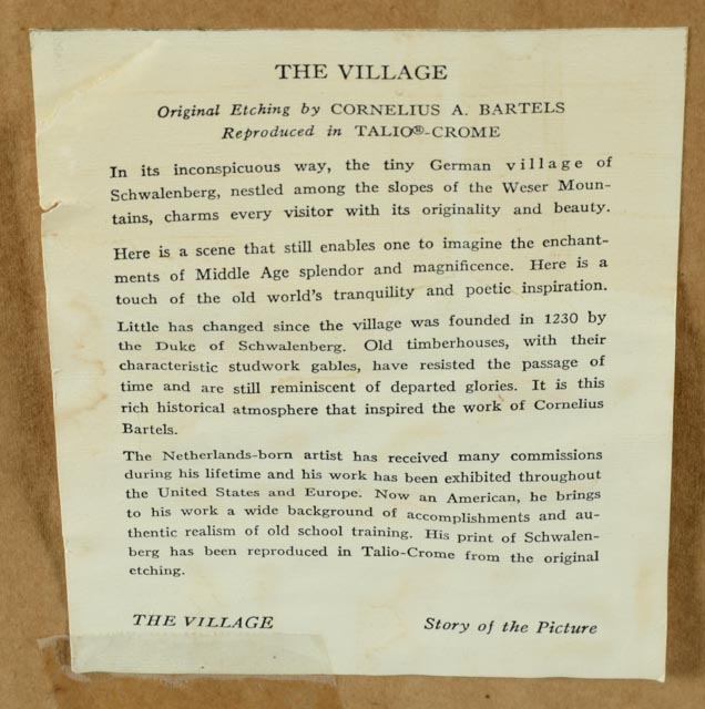 Vintage Talio-Crome Print of Etching by Cornelius A. Bartels 