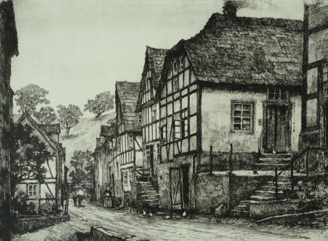 Vintage Talio-Crome Print of Etching by Cornelius A. Bartels 