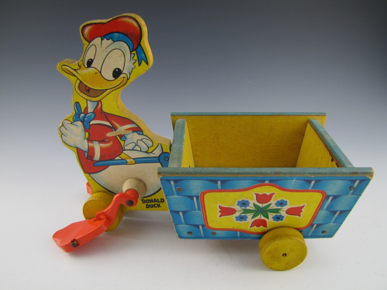Vintage Donald Duck and J.Chein Bunny Litho Pull Cart Toys