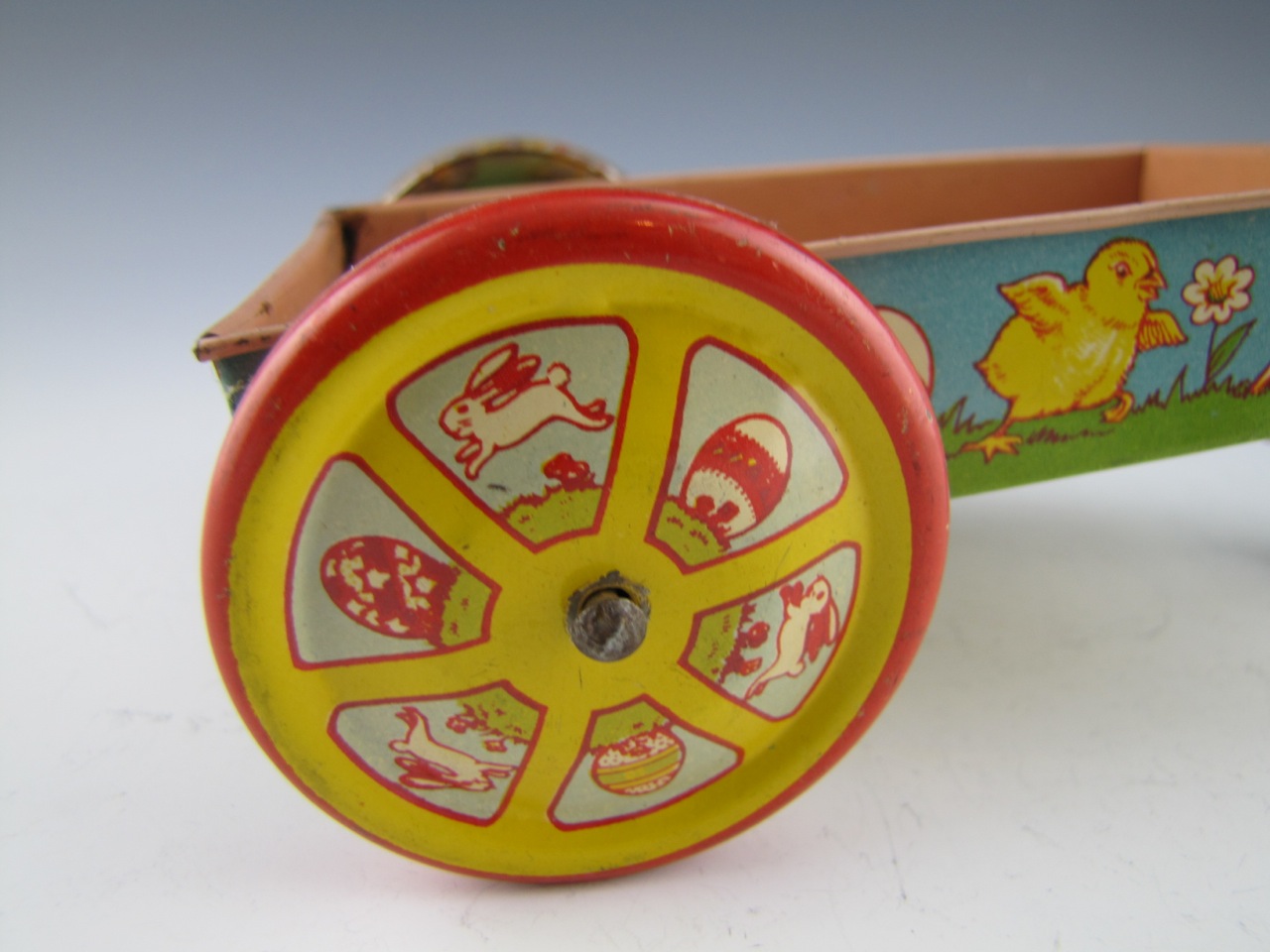 Vintage Donald Duck and J.Chein Bunny Litho Pull Cart Toys