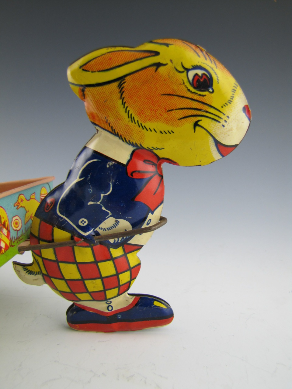 Vintage Donald Duck and J.Chein Bunny Litho Pull Cart Toys