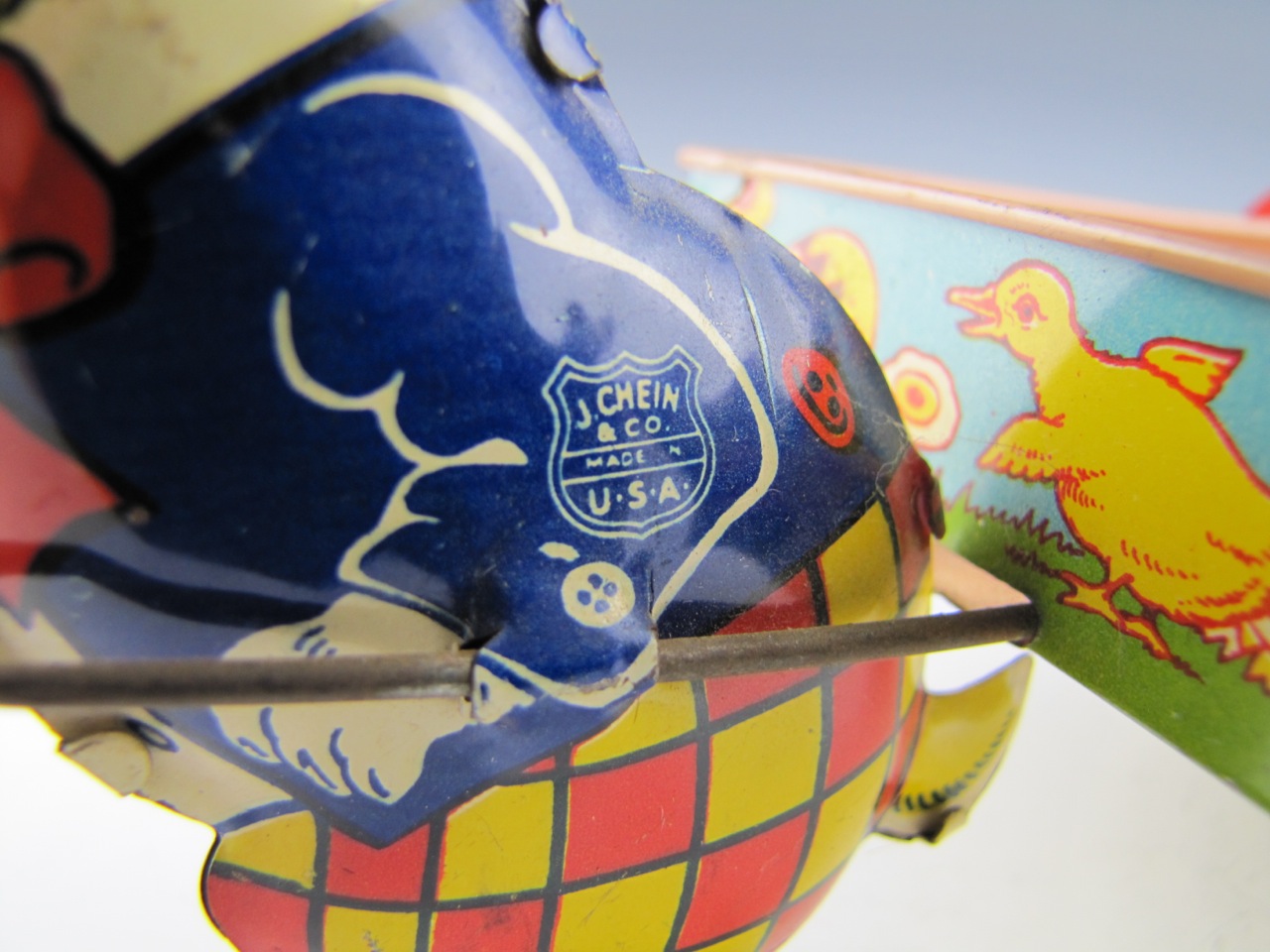 Vintage Donald Duck and J.Chein Bunny Litho Pull Cart Toys