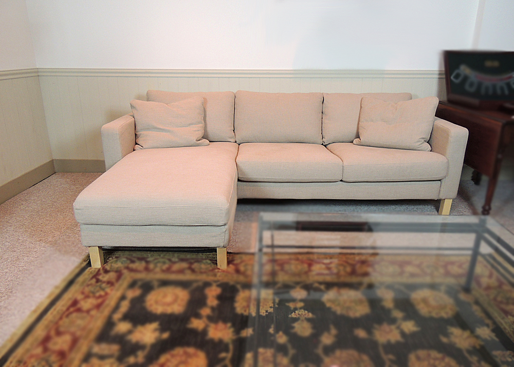 IKEA KARLSTAD Tweed Sofa with Chaise Lounge