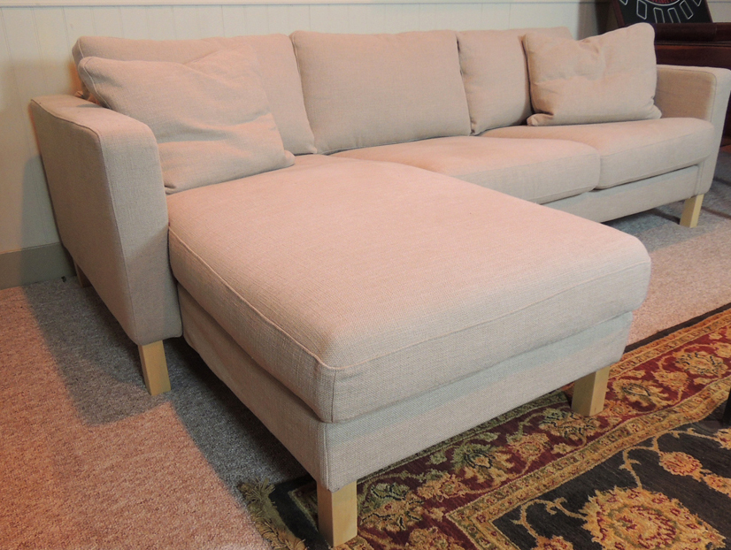 IKEA KARLSTAD Tweed Sofa with Chaise Lounge