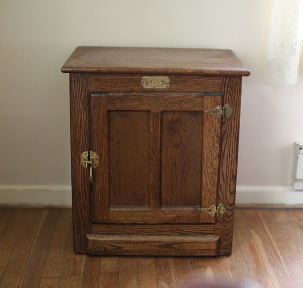 Vintage Oak White Clad Ice Box Chest
