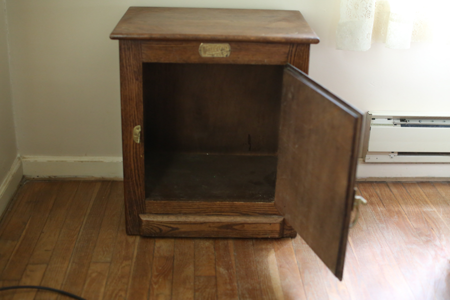 Vintage Oak White Clad Ice Box Chest