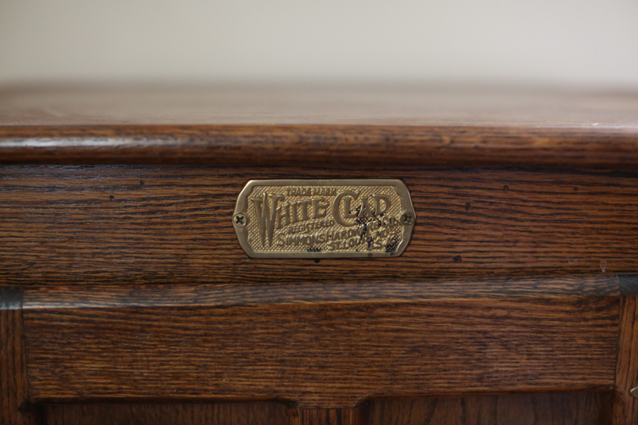 Vintage Oak White Clad Ice Box Chest