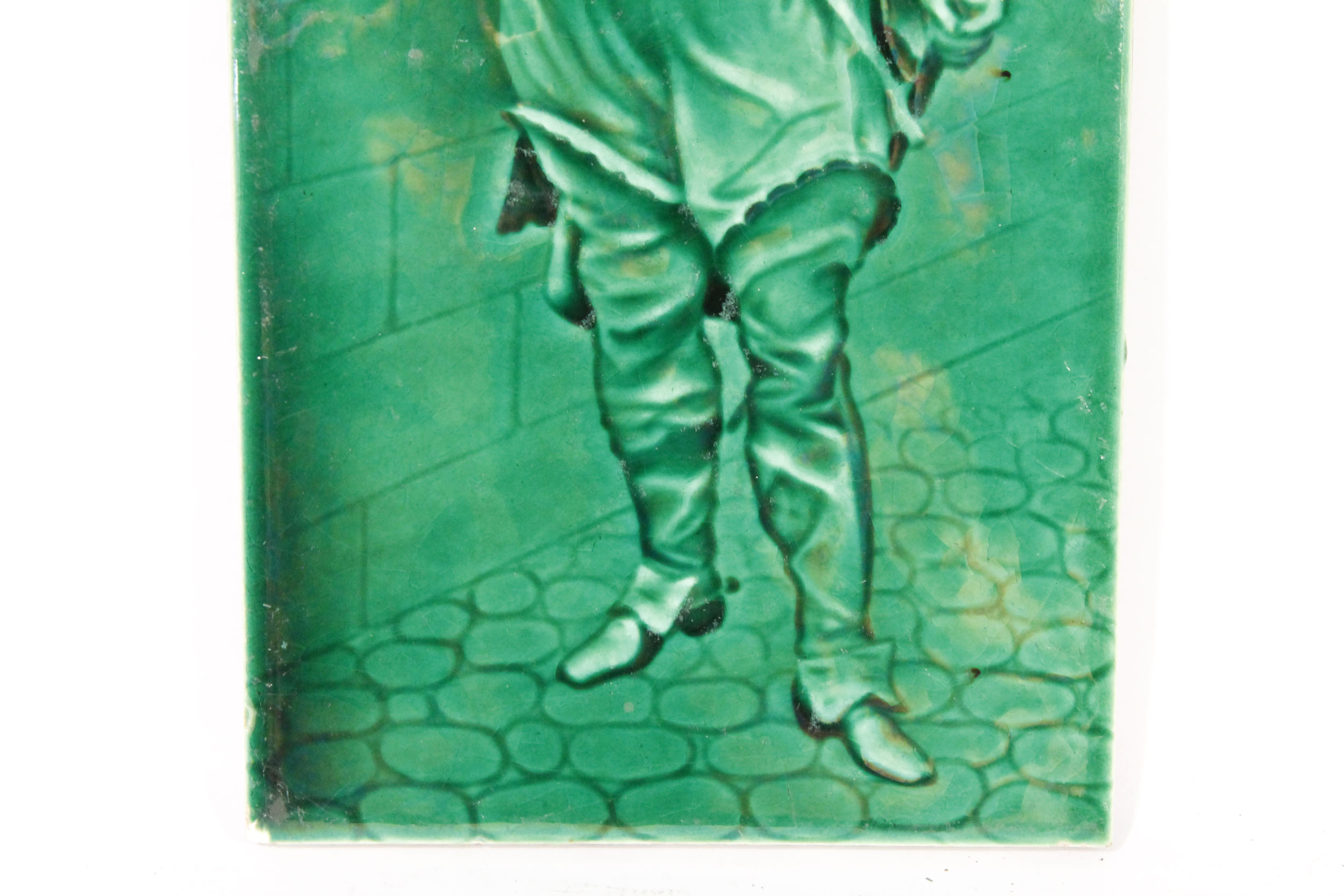 Antique Sherwin & Cotton Company Majolica Green Tile