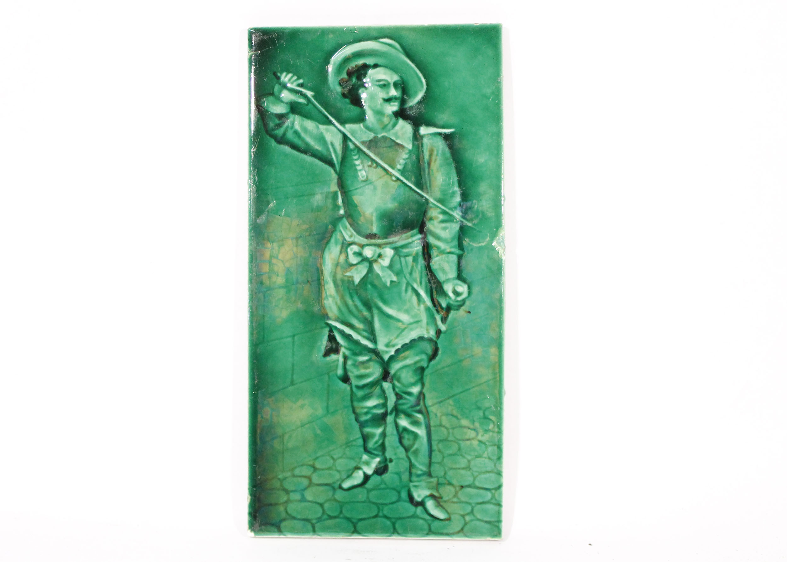 Antique Sherwin & Cotton Company Majolica Green Tile