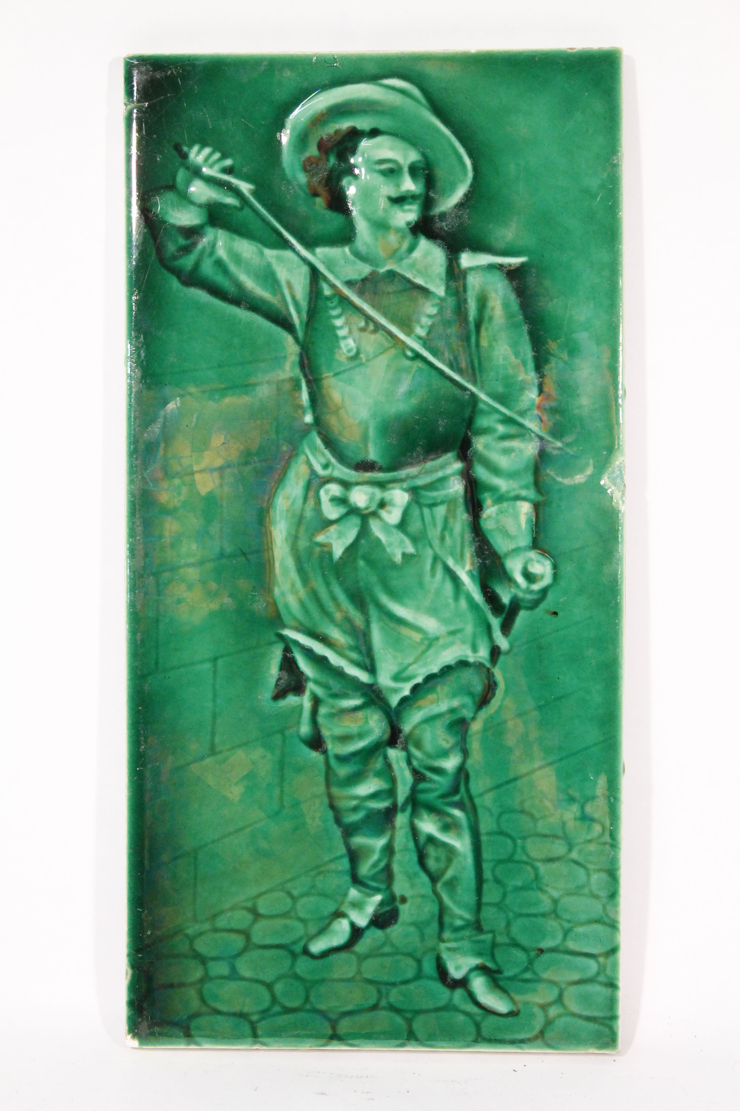 Antique Sherwin & Cotton Company Majolica Green Tile