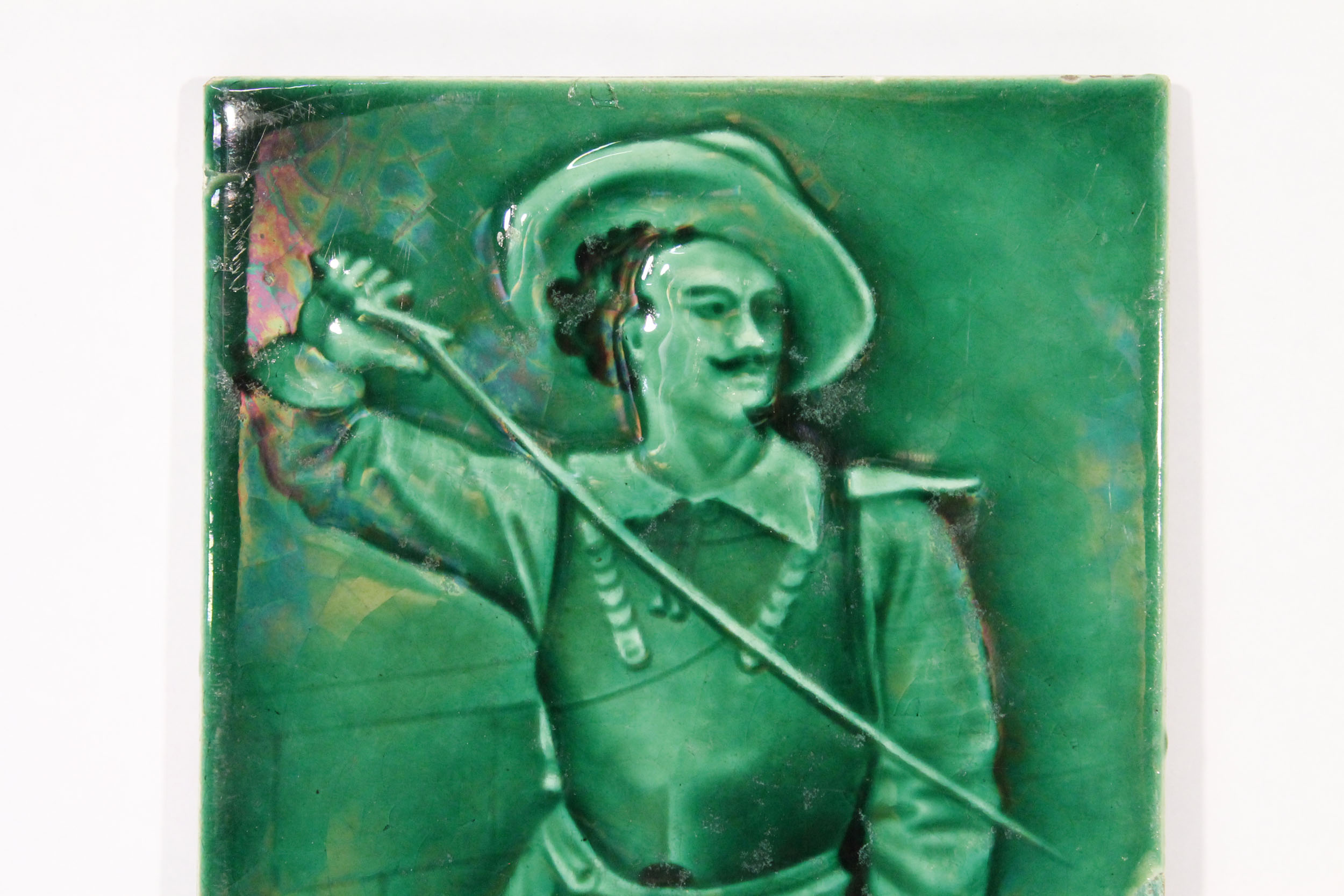 Antique Sherwin & Cotton Company Majolica Green Tile