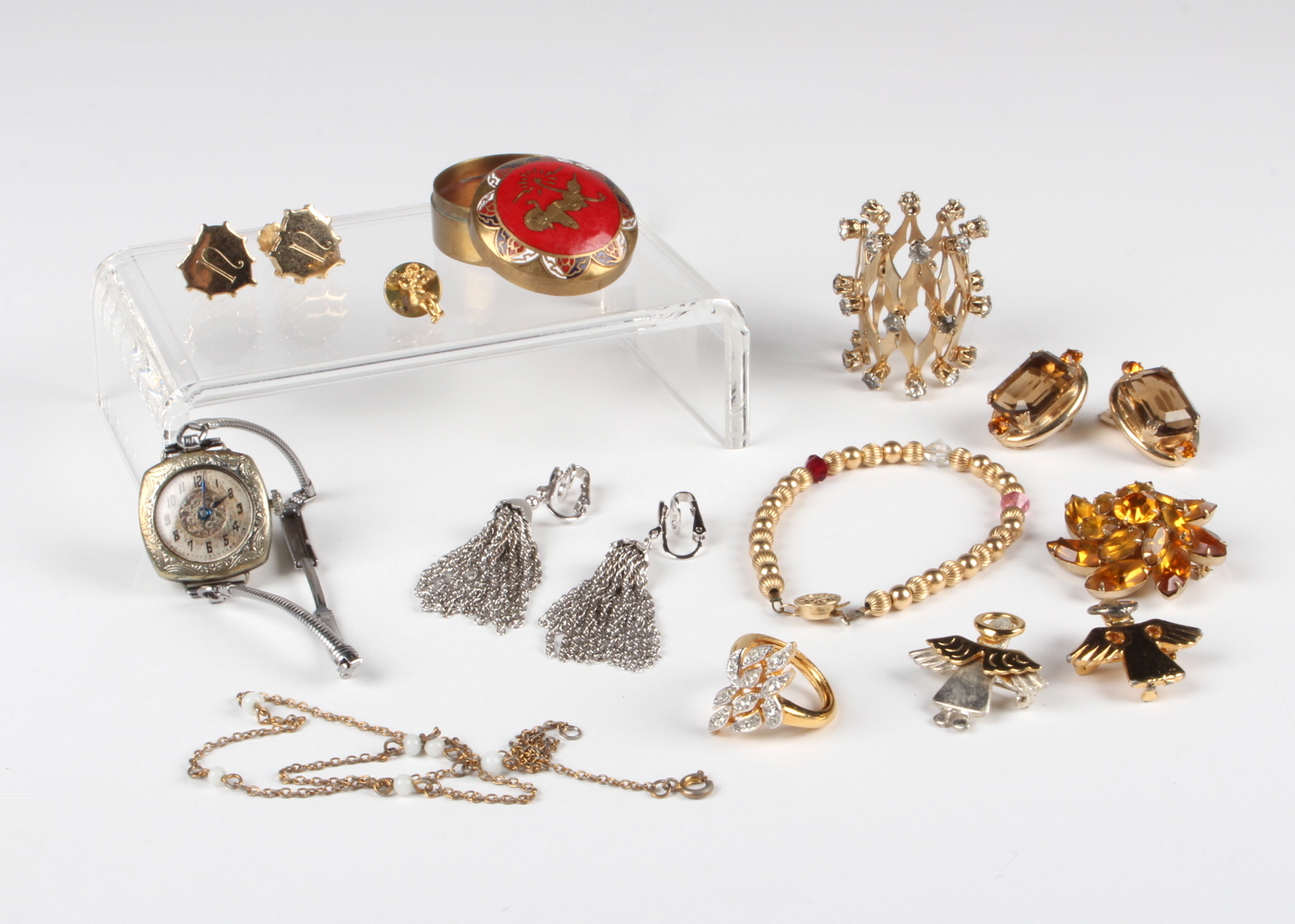 Collection of Vintage Jewelry Including Art Deco Muro Watch