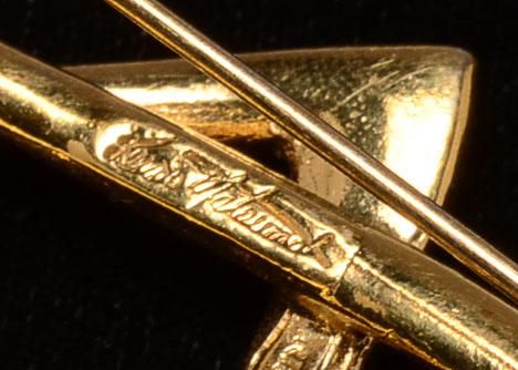 Kunio Matsumoto for Trifari Goldtone Brooch and Clip On Earrings