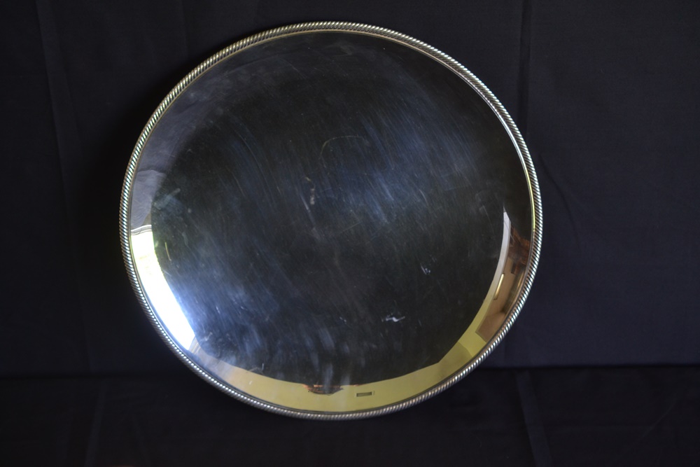 "Castleton" Silver Plate Large Round Serving Tray