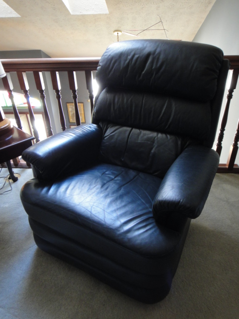 Navy Blue Leather Rocker Recliner