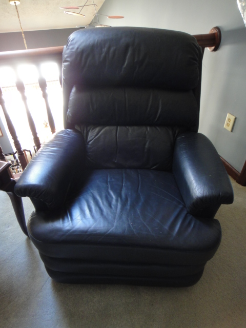Navy Blue Leather Rocker Recliner