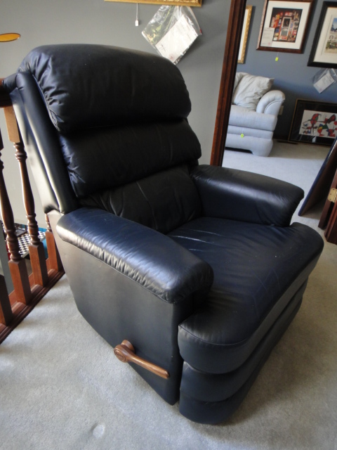 Navy Blue Leather Rocker Recliner