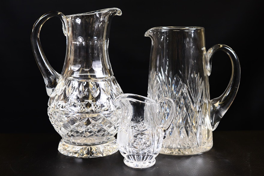 Collection of Antique Brilliant Cut Crystal Pitchers 