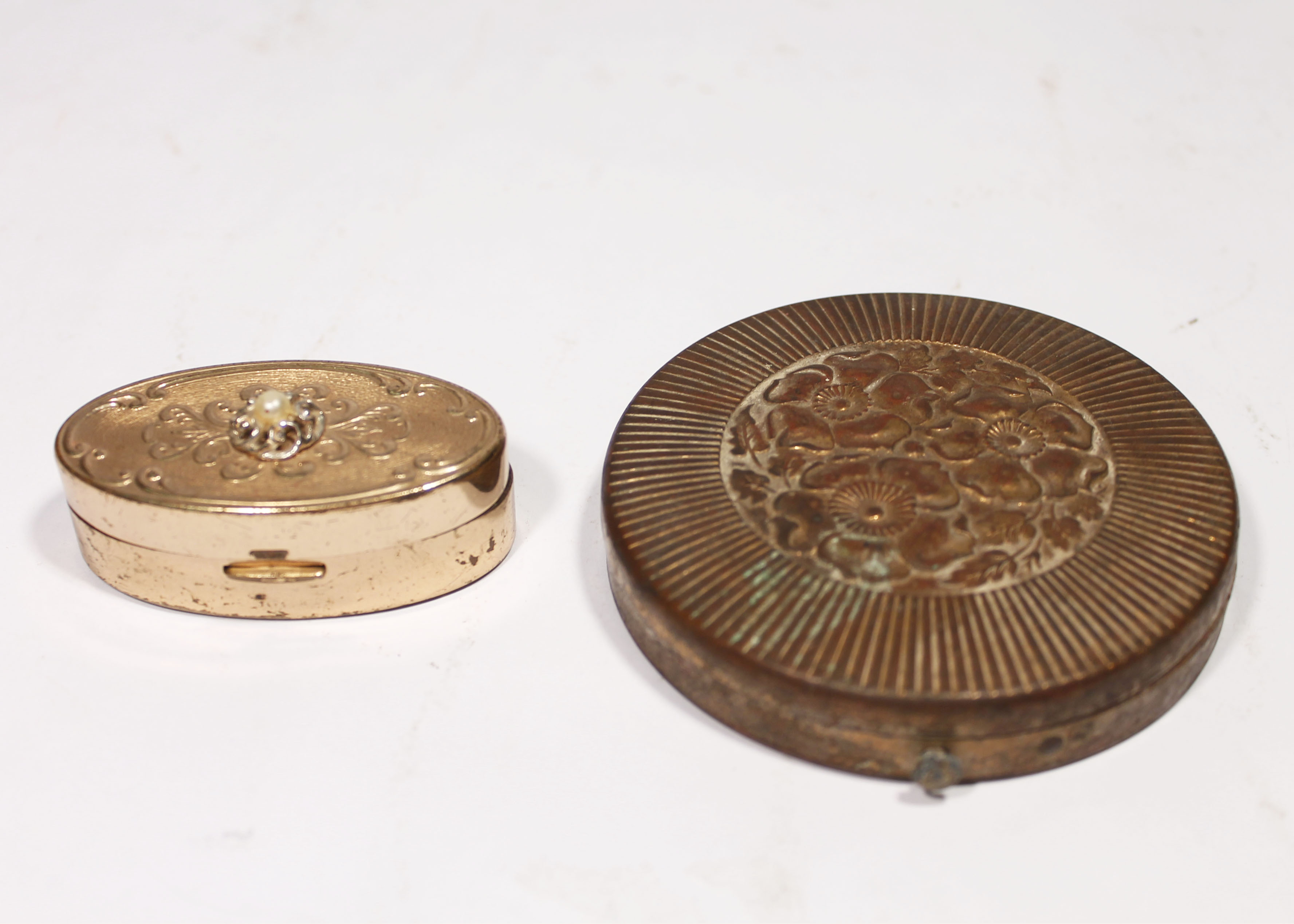 Vintage Max Factor Lipstick Compact and Brass Powder Compact