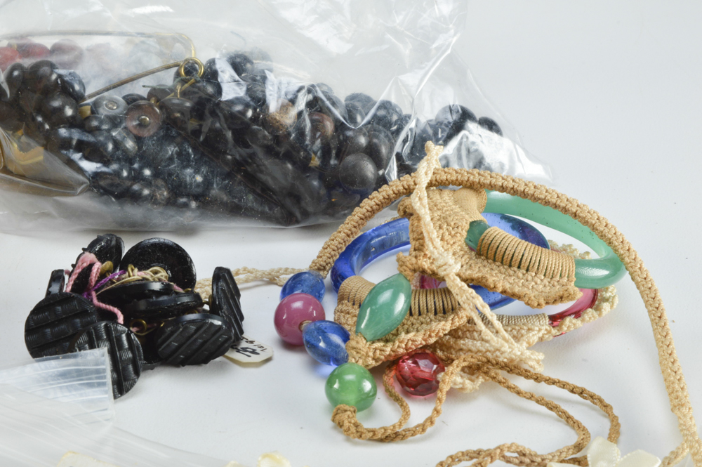 Vintage Buttons and Shade Pull