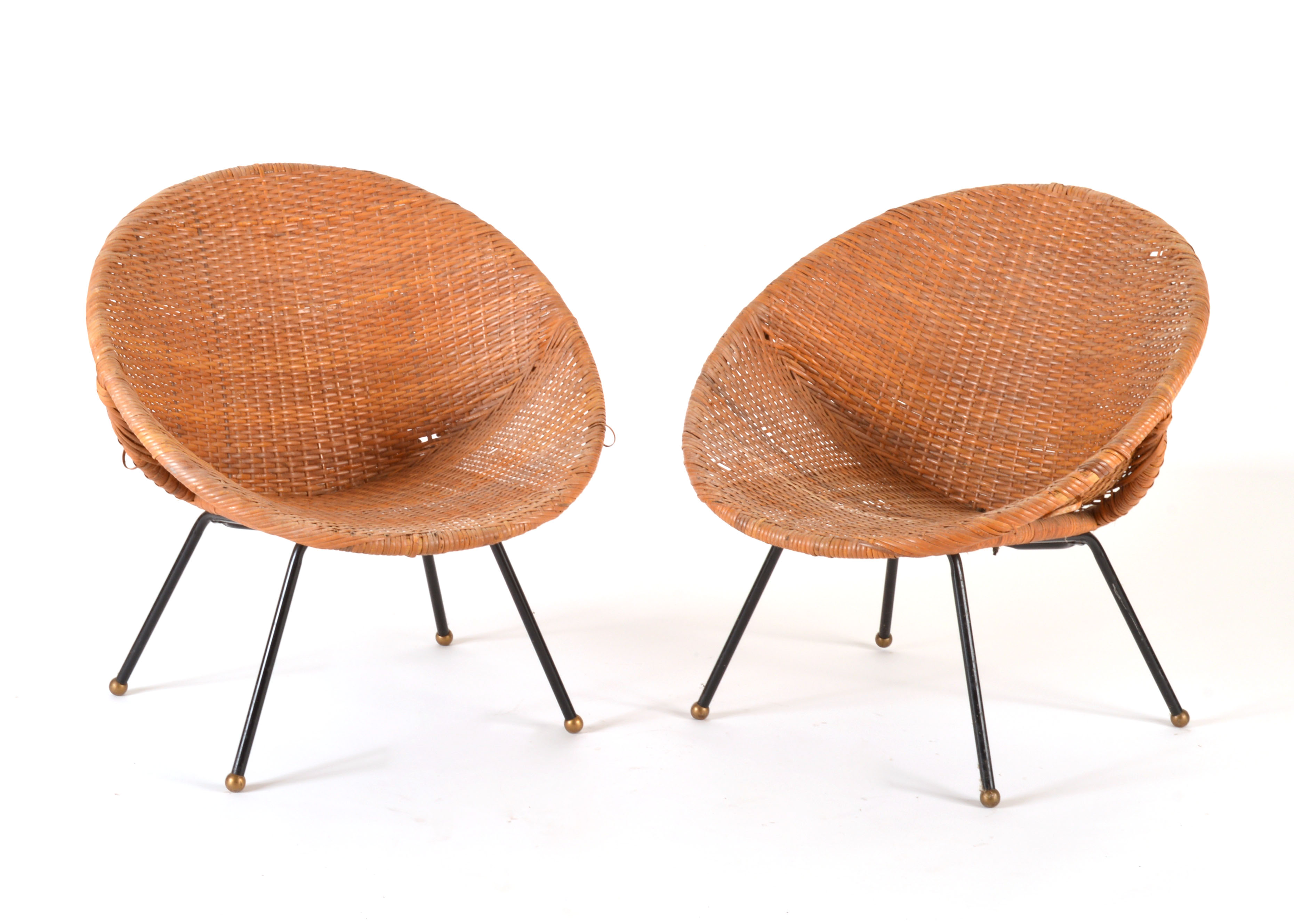 Pair of Vintage Rattan Papasan Chairs
