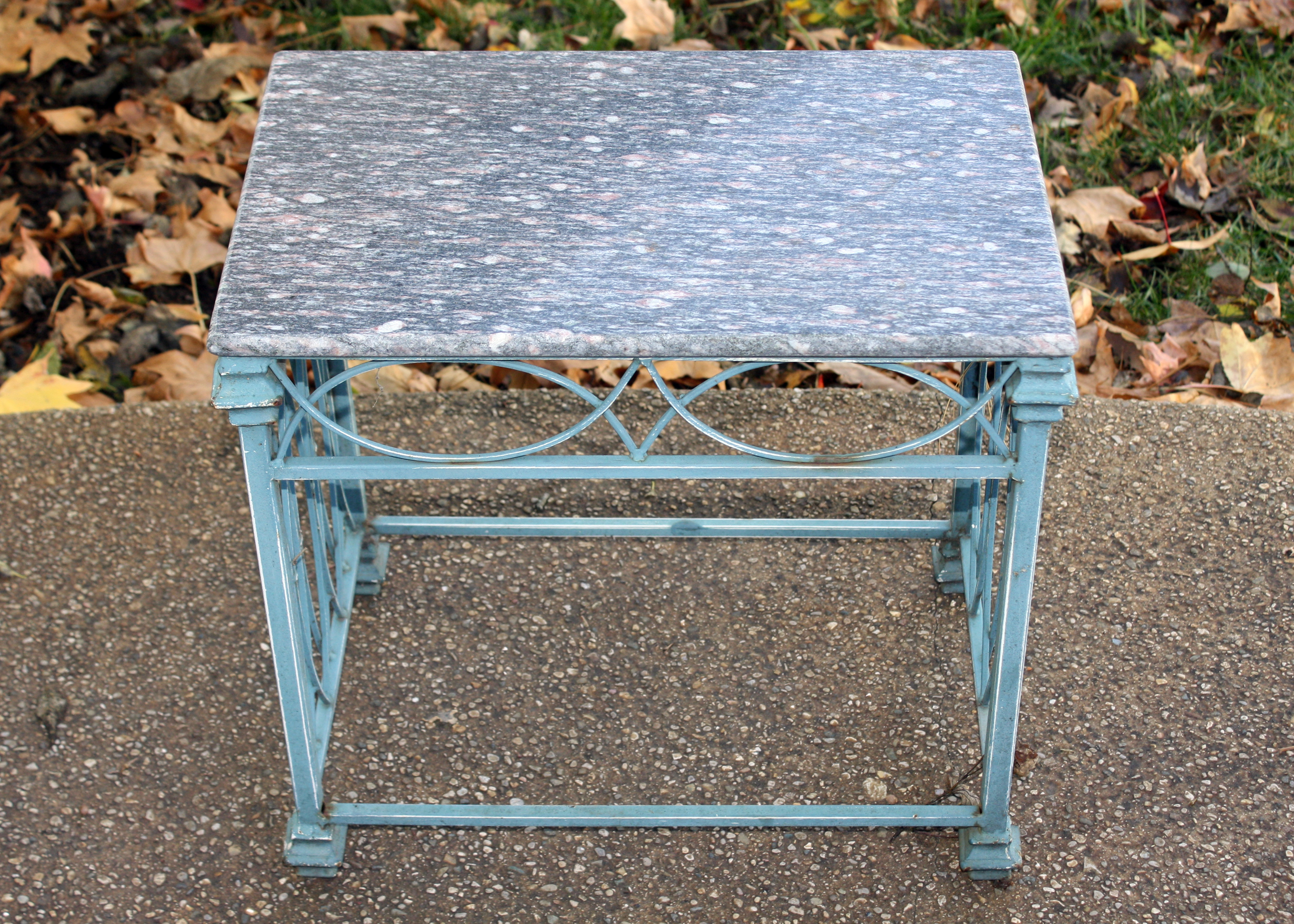 Iron Side Table with Granite Top EBTH