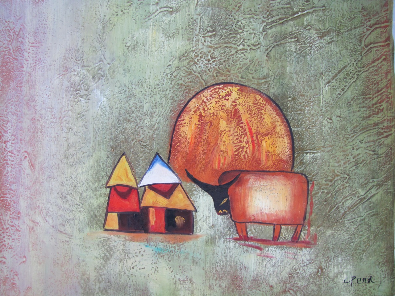 Original Painting on Canvas Signed by Artist C. Penn