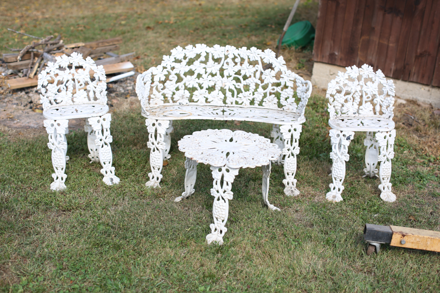 White Cast Iron Patio Set