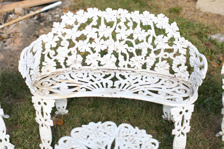 White Cast Iron Patio Set