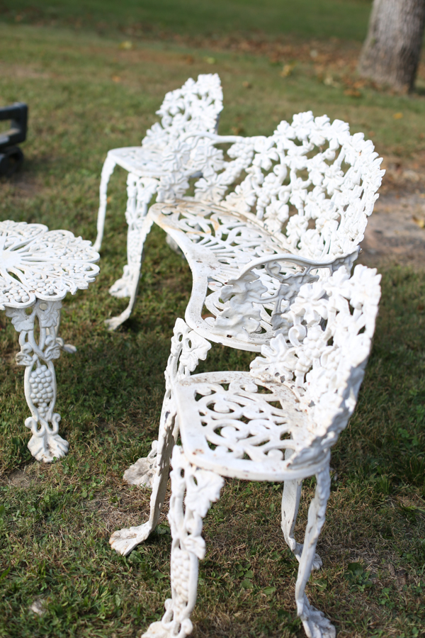 White Cast Iron Patio Set