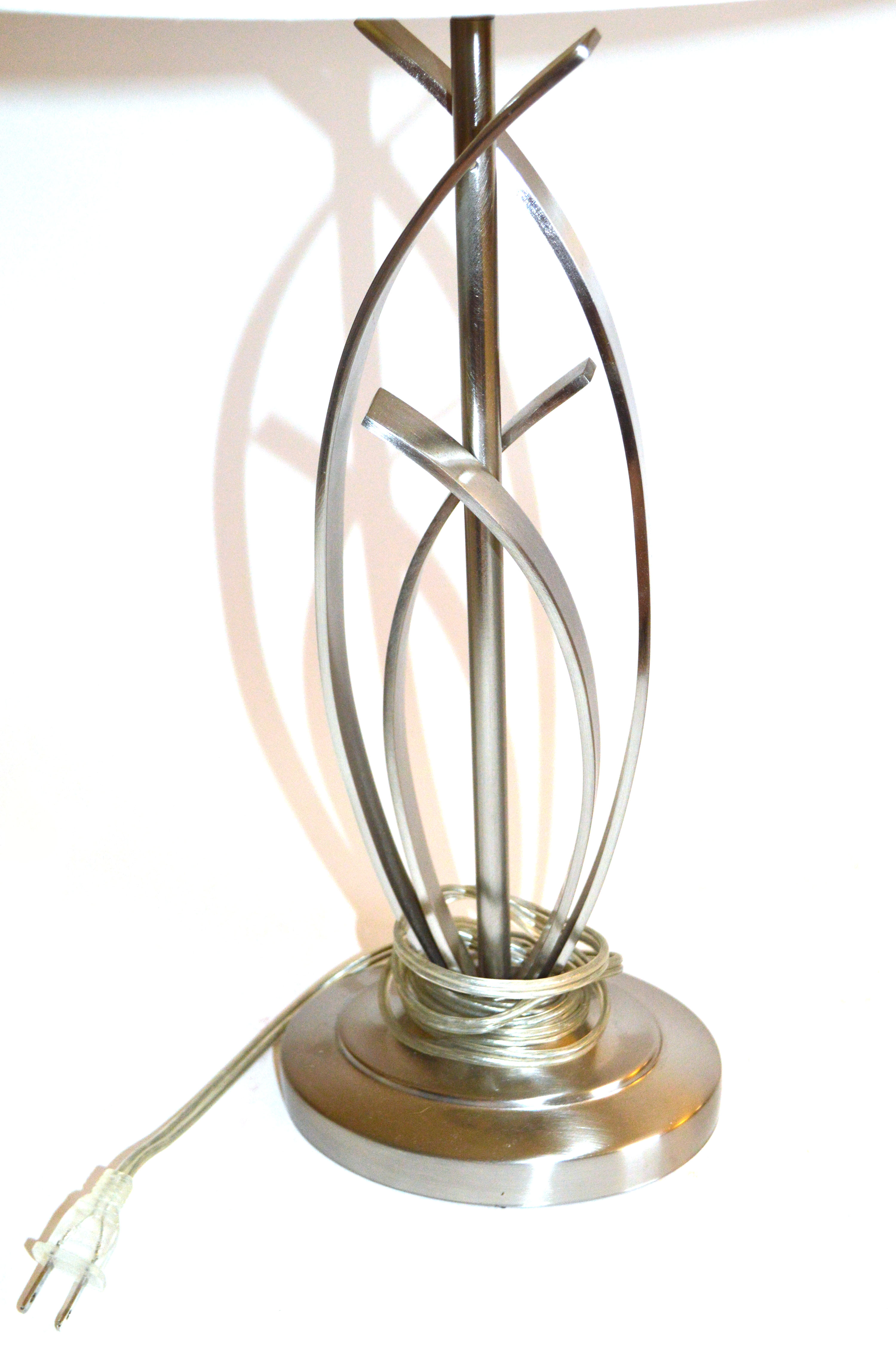 Modern Silver Table Lamp with Bell Shade