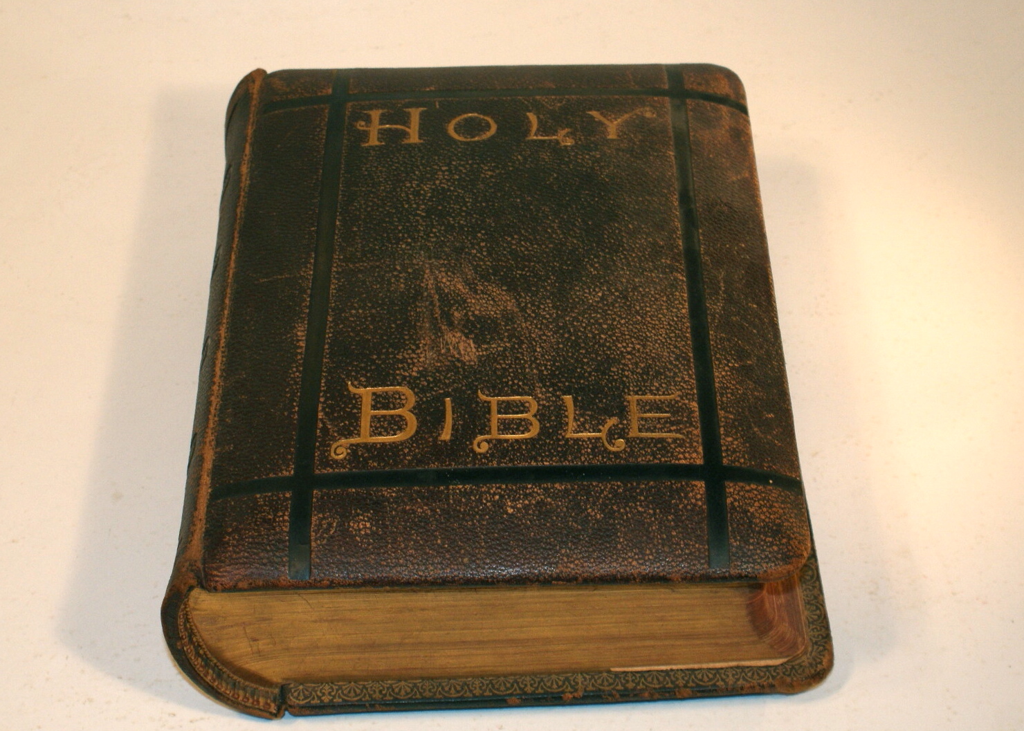 Antique Leather Bound Pictorial Family Bible