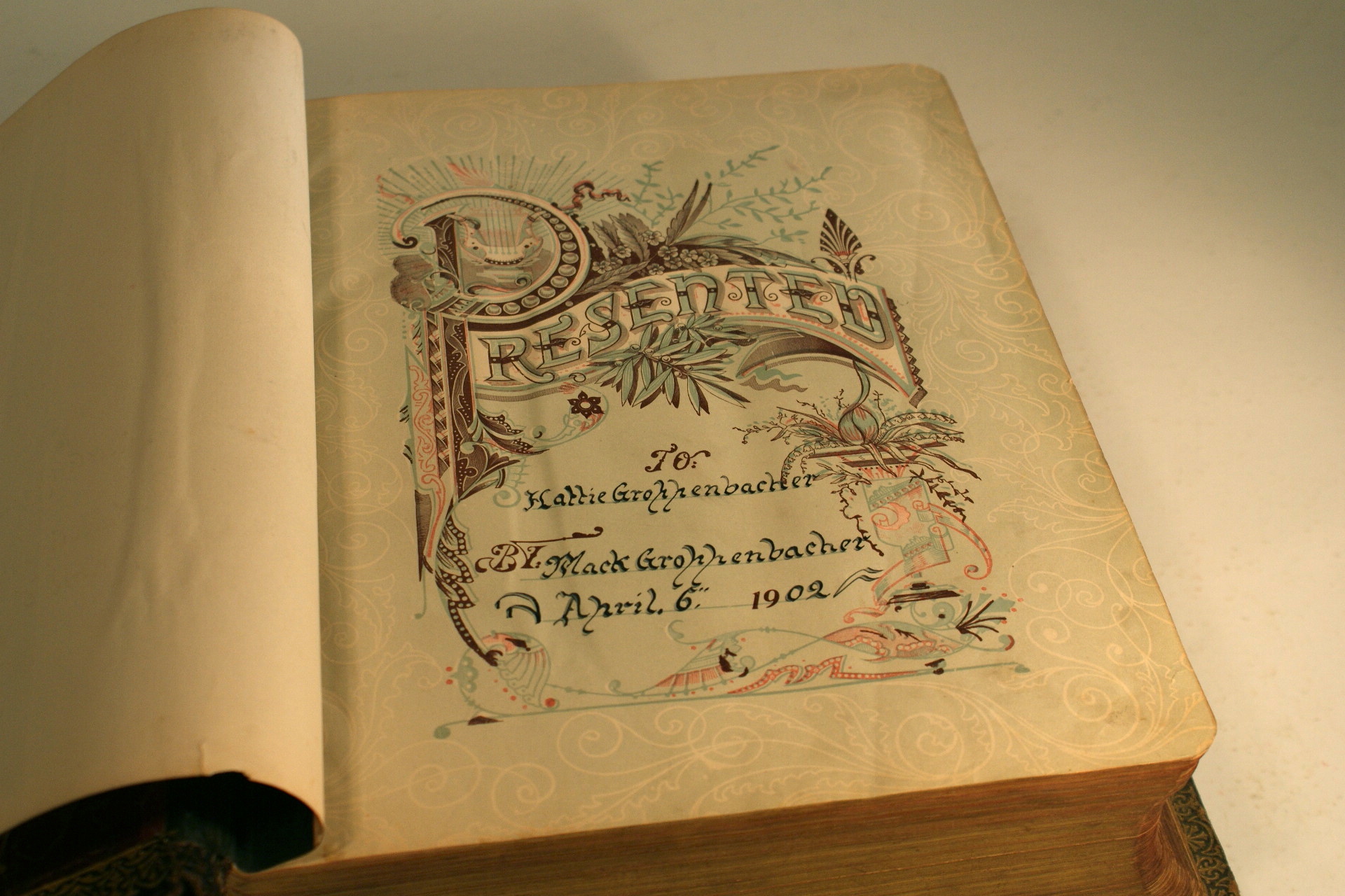 Antique Leather Bound Pictorial Family Bible