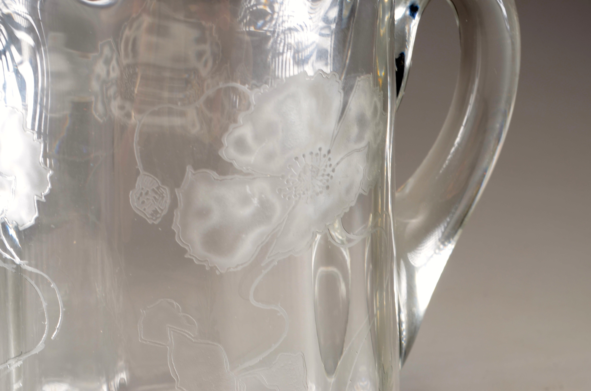 Vintage Glassware Set with Etched Flowers 