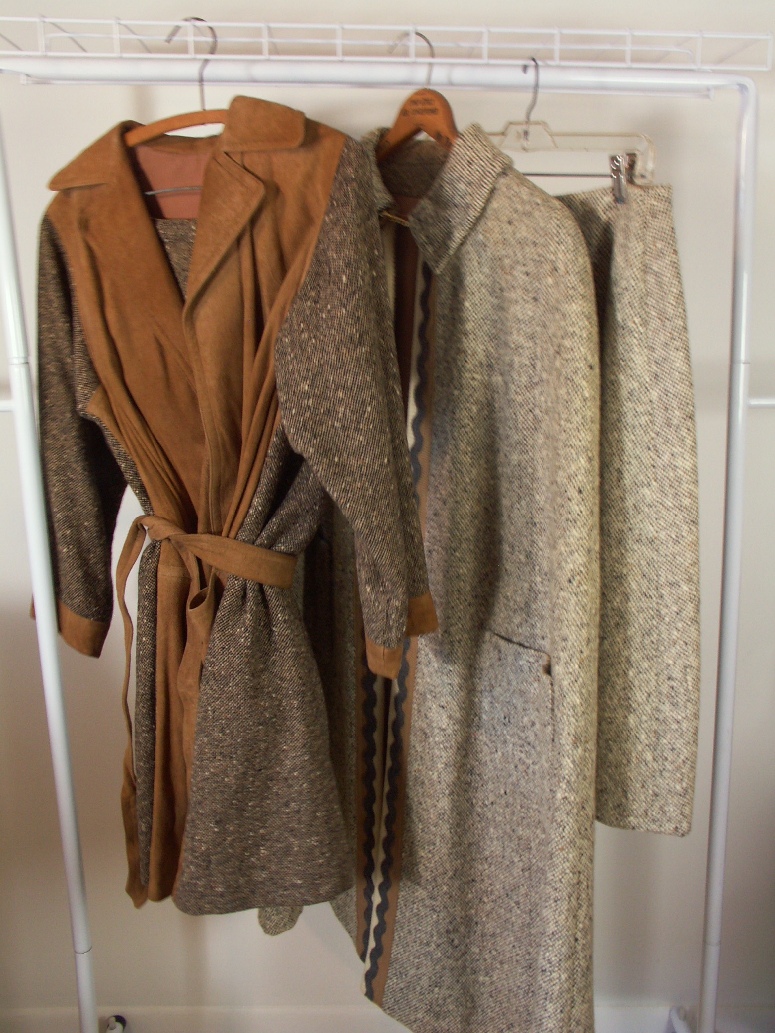 Vintage Vera Maxwell Wood Tweed Cloak and Skirt & Leather Outfit