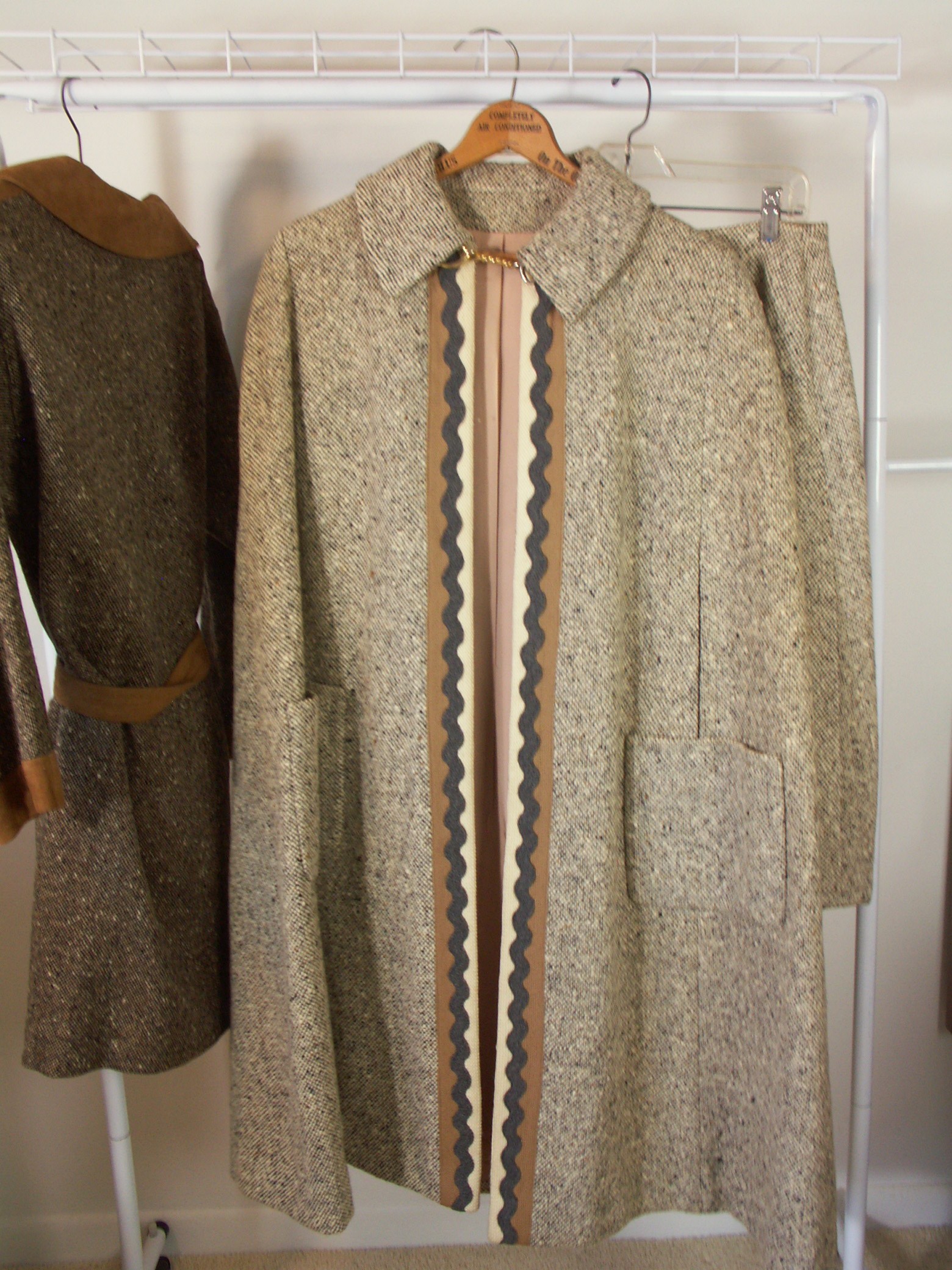 Vintage Vera Maxwell Wood Tweed Cloak and Skirt & Leather Outfit
